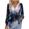 imageZeagoo Fall Tops for Women Long Sleeve Button Up Shirts Floral Tunics V Neck Pullover BlouseMixed Blue