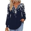 imageZeagoo Fall Tops for Women Long Sleeve Button Up Shirts Floral Tunics V Neck Pullover BlouseNavy Floral