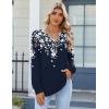 imageZeagoo Fall Tops for Women Long Sleeve Button Up Shirts Floral Tunics V Neck Pullover BlouseNavy Floral
