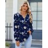 imageZeagoo Fall Tops for Women Long Sleeve Button Up Shirts Floral Tunics V Neck Pullover BlouseNavy Flower