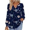 imageZeagoo Fall Tops for Women Long Sleeve Button Up Shirts Floral Tunics V Neck Pullover BlouseNavy Flower