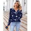 imageZeagoo Fall Tops for Women Long Sleeve Button Up Shirts Floral Tunics V Neck Pullover BlouseNavy Flower