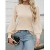 imageZeagoo Womens Sweaters Fall 2025 Dressy Casual Long Sleeve Shirts Ribbed Knit Winter Outfits Puff Pullover Jumper TopsA Apricot