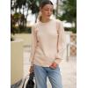 imageZeagoo Womens Sweaters Fall 2025 Dressy Casual Long Sleeve Shirts Ribbed Knit Winter Outfits Puff Pullover Jumper TopsA Apricot