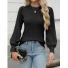 imageZeagoo Womens Sweaters Fall 2025 Dressy Casual Long Sleeve Shirts Ribbed Knit Winter Outfits Puff Pullover Jumper TopsA Black