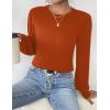 imageZeagoo Womens Sweaters Fall 2025 Dressy Casual Long Sleeve Shirts Ribbed Knit Winter Outfits Puff Pullover Jumper TopsA Brickred
