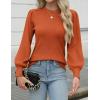 imageZeagoo Womens Sweaters Fall 2025 Dressy Casual Long Sleeve Shirts Ribbed Knit Winter Outfits Puff Pullover Jumper TopsA Brickred