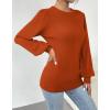 imageZeagoo Womens Sweaters Fall 2025 Dressy Casual Long Sleeve Shirts Ribbed Knit Winter Outfits Puff Pullover Jumper TopsA Brickred