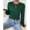 imageZeagoo Womens Sweaters Fall 2025 Dressy Casual Long Sleeve Shirts Ribbed Knit Winter Outfits Puff Pullover Jumper TopsA Green