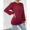 imageZeagoo Womens Sweaters Fall 2025 Dressy Casual Long Sleeve Shirts Ribbed Knit Winter Outfits Puff Pullover Jumper TopsA Red