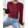 imageZeagoo Womens Sweaters Fall 2025 Dressy Casual Long Sleeve Shirts Ribbed Knit Winter Outfits Puff Pullover Jumper TopsA Red