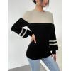 imageZeagoo Womens Sweaters Fall 2025 Dressy Casual Long Sleeve Shirts Ribbed Knit Winter Outfits Puff Pullover Jumper TopsB Apricot Black