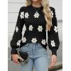 imageZeagoo Womens Sweaters Fall 2025 Dressy Casual Long Sleeve Shirts Ribbed Knit Winter Outfits Puff Pullover Jumper TopsB Floral Black