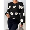 imageZeagoo Womens Sweaters Fall 2025 Dressy Casual Long Sleeve Shirts Ribbed Knit Winter Outfits Puff Pullover Jumper TopsB Floral Black