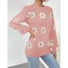 imageZeagoo Womens Sweaters Fall 2025 Dressy Casual Long Sleeve Shirts Ribbed Knit Winter Outfits Puff Pullover Jumper TopsB Floral Pink