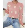 imageZeagoo Womens Sweaters Fall 2025 Dressy Casual Long Sleeve Shirts Ribbed Knit Winter Outfits Puff Pullover Jumper TopsB Floral Pink