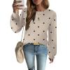 imageZeagoo Womens Sweaters Fall 2025 Dressy Casual Long Sleeve Shirts Ribbed Knit Winter Outfits Puff Pullover Jumper TopsC Khaki Polka Dots