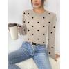imageZeagoo Womens Sweaters Fall 2025 Dressy Casual Long Sleeve Shirts Ribbed Knit Winter Outfits Puff Pullover Jumper TopsC Khaki Polka Dots
