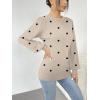 imageZeagoo Womens Sweaters Fall 2025 Dressy Casual Long Sleeve Shirts Ribbed Knit Winter Outfits Puff Pullover Jumper TopsC Khaki Polka Dots