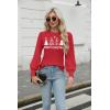 imageZeagoo Womens Sweaters Fall 2025 Dressy Casual Long Sleeve Shirts Ribbed Knit Winter Outfits Puff Pullover Jumper TopsChristmas Tree Red