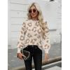 imageZeagoo Womens Sweaters Fall 2025 Dressy Casual Long Sleeve Shirts Ribbed Knit Winter Outfits Puff Pullover Jumper TopsLeopard Print