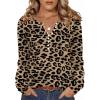 imageZeagoo Fall Tops for Women Long Sleeve Button Up Shirts Floral Tunics V Neck Pullover BlouseLeopard Print