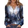 imageZeagoo Fall Tops for Women Long Sleeve Button Up Shirts Floral Tunics V Neck Pullover BlouseMixed Blue