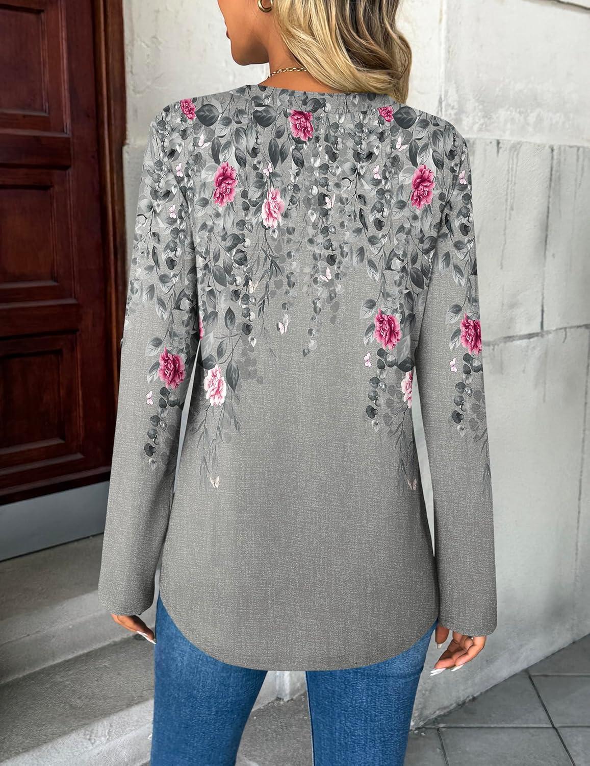 imageZeagoo Womens Roll Up Long Sleeve Tops V Neck Shirts Dressy Casual Work Blouses S2XLHf36