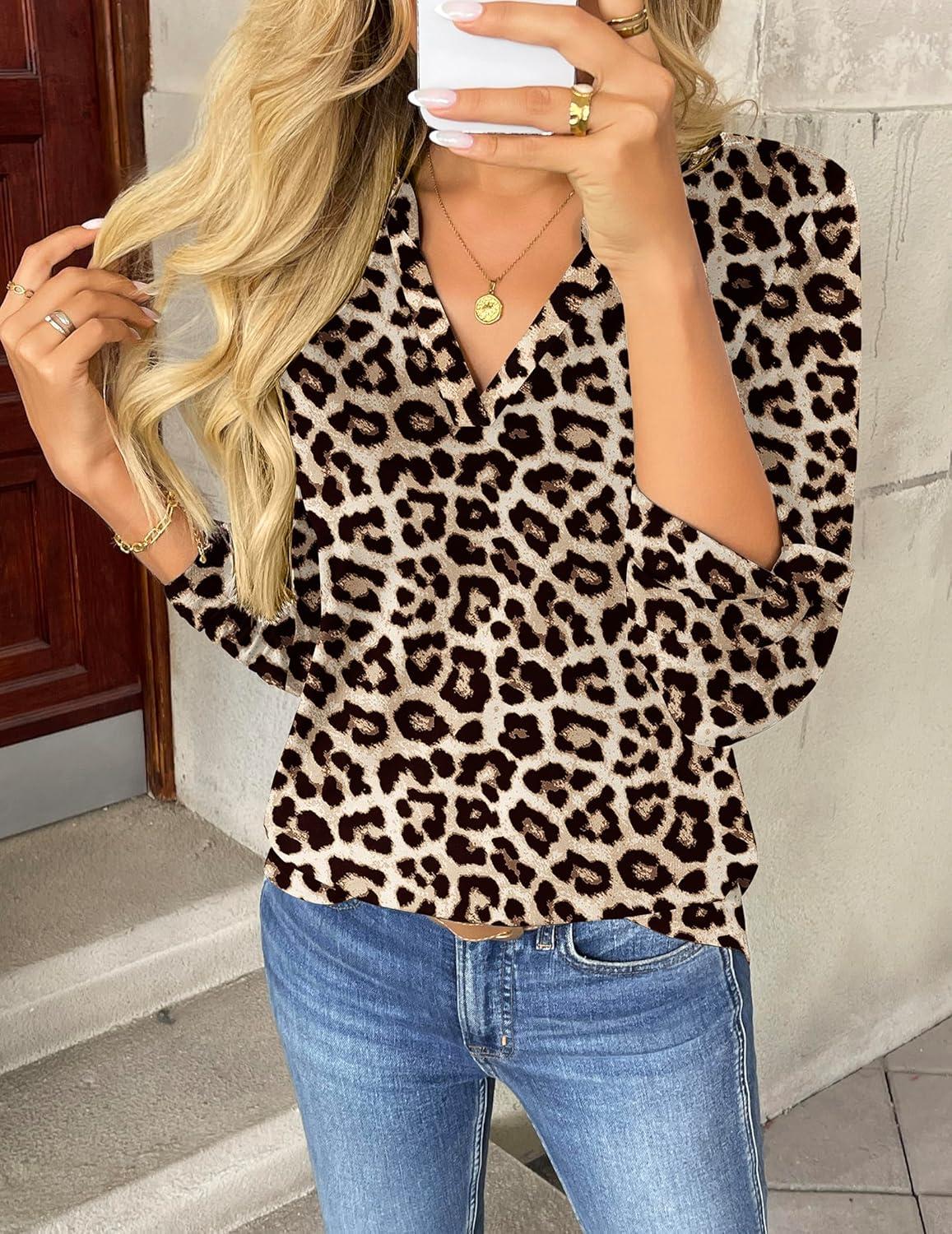 imageZeagoo Womens Roll Up Long Sleeve Tops V Neck Shirts Dressy Casual Work Blouses S2XLPa222