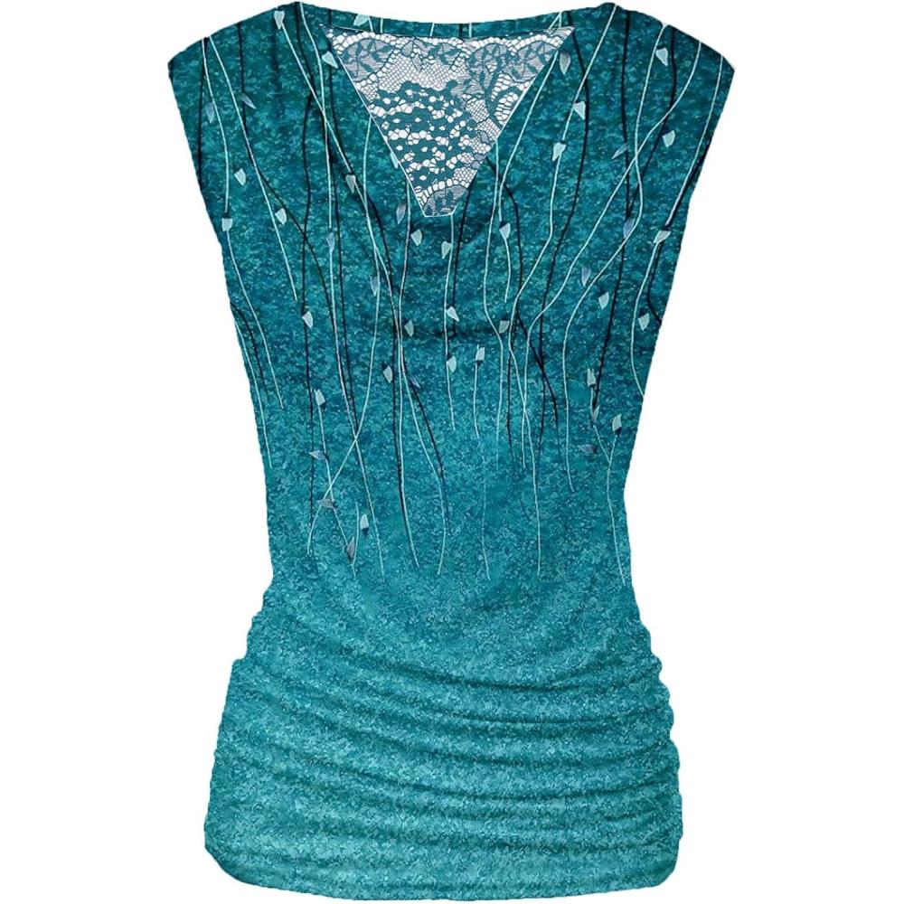 imageZeagoo Tank Top for Women Trendy Going Out Tops Sleeveless Shirts Ruched Business Casual Basic Tunic TopsGradient Leaf