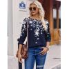 imageZeagoo Long Sleeve Shirts for Women Henley T Shirts Loose Fit Tunics Dressy Casual Work Blouses Fall Fashion TopsFloral Navy
