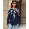 imageZeagoo Long Sleeve Shirts for Women Henley T Shirts Loose Fit Tunics Dressy Casual Work Blouses Fall Fashion TopsFloral Navy