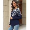 imageZeagoo Long Sleeve Shirts for Women Henley T Shirts Loose Fit Tunics Dressy Casual Work Blouses Fall Fashion TopsFloral Navy