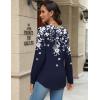 imageZeagoo Long Sleeve Shirts for Women Henley T Shirts Loose Fit Tunics Dressy Casual Work Blouses Fall Fashion TopsFloral Navy