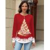 imageZeagoo Long Sleeve Shirts for Women Henley T Shirts Loose Fit Tunics Dressy Casual Work Blouses Fall Fashion TopsRed Christmas Tree
