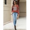 imageZeagoo Long Sleeve Shirts for Women Henley T Shirts Loose Fit Tunics Dressy Casual Work Blouses Fall Fashion TopsRed Ethnic Printed