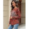 imageZeagoo Long Sleeve Shirts for Women Henley T Shirts Loose Fit Tunics Dressy Casual Work Blouses Fall Fashion TopsRed Ethnic Printed