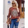 imageZeagoo Long Sleeve Shirts for Women Henley T Shirts Loose Fit Tunics Dressy Casual Work Blouses Fall Fashion TopsRed Ethnic Printed
