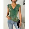 imageZeagoo Tank Top for Women Trendy Going Out Tops Sleeveless Shirts Ruched Business Casual Basic Tunic TopsArmy Green Floral