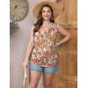 imageZeagoo Tank Top for Women Trendy Going Out Tops Sleeveless Shirts Ruched Business Casual Basic Tunic TopsFloral Orange