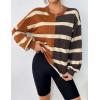 imageZeagoo Womens Striped Oversized Sweater 2025 Crew Neck Long Sleeve Knitted Color Block Casual Loose Pullover TopBrownblack Stripe