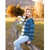 imageZeagoo Womens Striped Oversized Sweater 2025 Crew Neck Long Sleeve Knitted Color Block Casual Loose Pullover TopWhiteblue Stripe