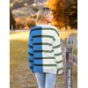 imageZeagoo Womens Striped Oversized Sweater 2025 Crew Neck Long Sleeve Knitted Color Block Casual Loose Pullover TopWhiteblue Stripe