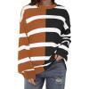 imageZeagoo Womens Striped Oversized Sweater 2025 Crew Neck Long Sleeve Knitted Color Block Casual Loose Pullover TopBrownblack Stripe