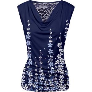 imageZeagoo Tank Top for Women Trendy Going Out Tops Sleeveless Shirts Ruched Business Casual Basic Tunic TopsFloral Navy