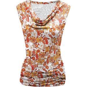 imageZeagoo Tank Top for Women Trendy Going Out Tops Sleeveless Shirts Ruched Business Casual Basic Tunic TopsFloral Orange