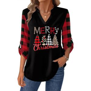 imageZeagoo Womens Roll Up Long Sleeve Tops V Neck Shirts Dressy Casual Work Blouses S2XLSd487