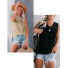 imageZeagoo Womens 2025 Tank Tops Casual Crewneck Sleeveless T Shirts Loose Fit Summer Tunic BlouseKhaki and Black