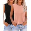 imageZeagoo Womens 2025 Tank Tops Casual Crewneck Sleeveless T Shirts Loose Fit Summer Tunic BlouseCoral and Black