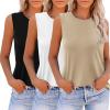 imageZeagoo Womens 2025 Tank Tops Casual Crewneck Sleeveless T Shirts Loose Fit Summer Tunic BlouseKhaki  White  Black